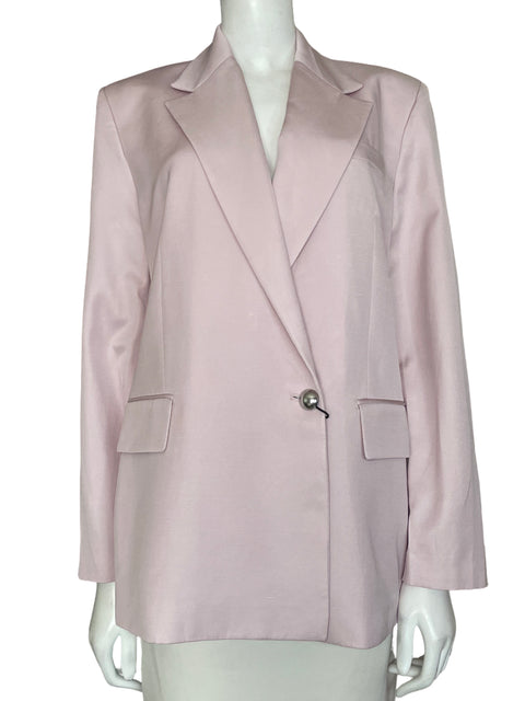 Blazer Mango de Viscosa Recto Manga larga Rosado - Talla M