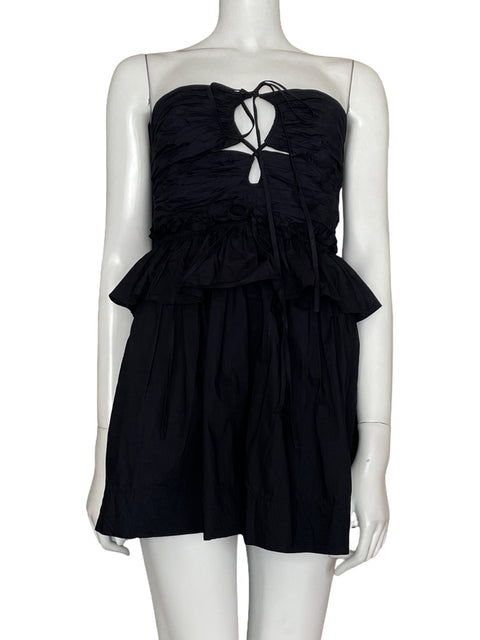 Vestido Ulla Johnson de Algodón Rucha Mini Negro - Talla 6
