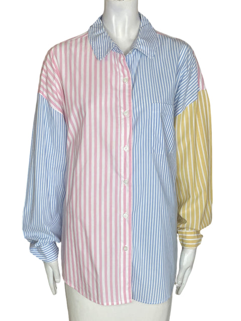 Camisa Aeropostale de Algodón Rayas Manga larga Rosado - Talla L