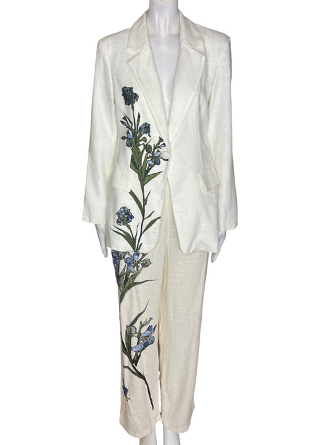 Conjunto Moft Pantalón/blazer Palazo Blanco - Talla S