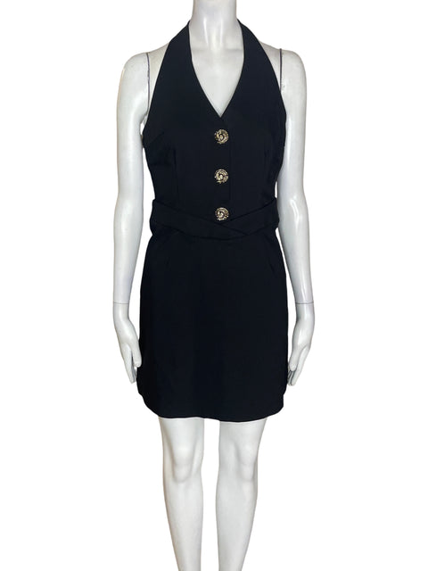 Vestido Mohito de Algodón Halter Botones Negro - Talla 34