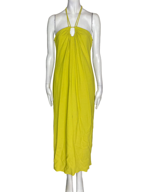 Vestido Massimo Dutti Tiras Liso Verde - Talla L
