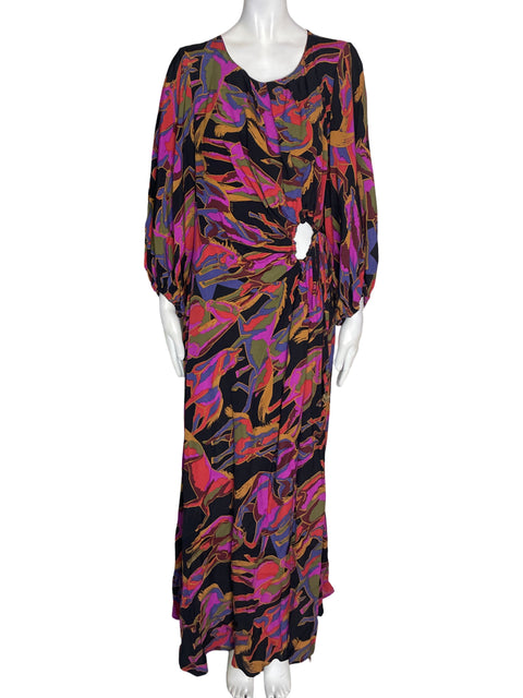 Vestido Farm de Viscosa Maxi Estampado Morado - Talla XL