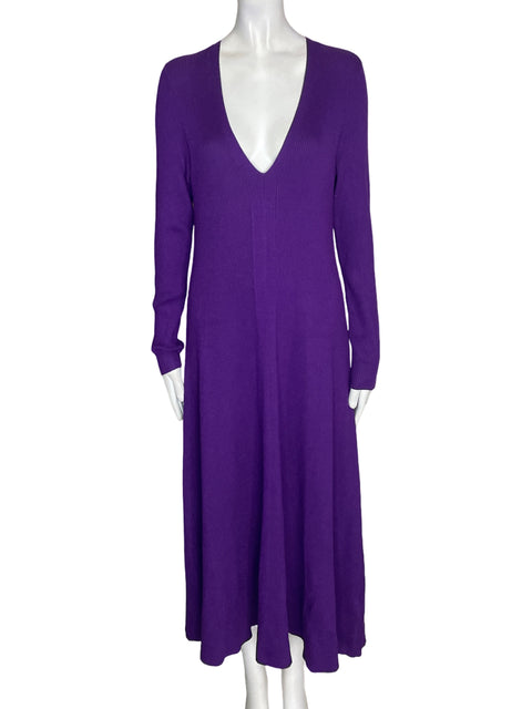 Vestido Pajes eight de Algodón Cuello v Maxi Morado - Talla 16