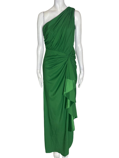 Vestido De Fiesta Tadashi Shoji Oneshoulder Asimétrico Verde - Talla 4