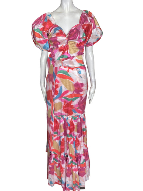 Vestido Andrea rossi Abullonado Maxi Rosado - Talla S