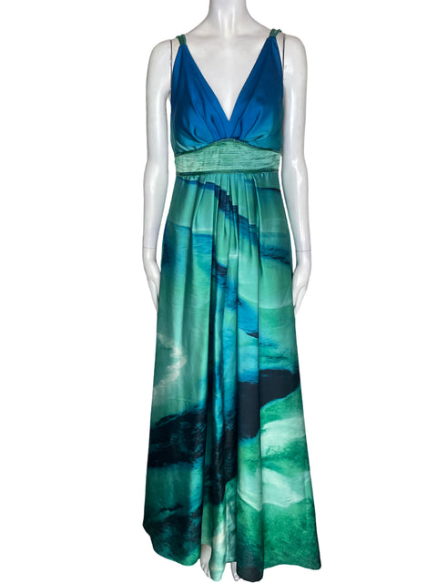 Vestido De Fiesta Sonia Peña Tiras Maxi Azul - Talla 6