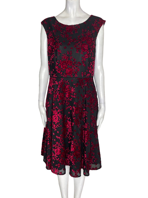 Vestido Tahari Sin mangas Midi Rojo - Talla M