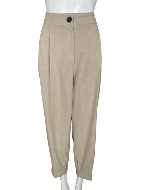 Pantalón Zara Liso Plisado Beige - Talla L