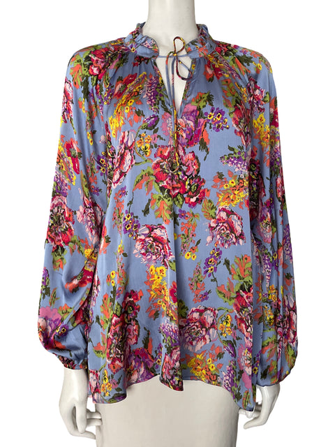 Blusa Azelhazel Estampado Cuello v Azul - Talla XL