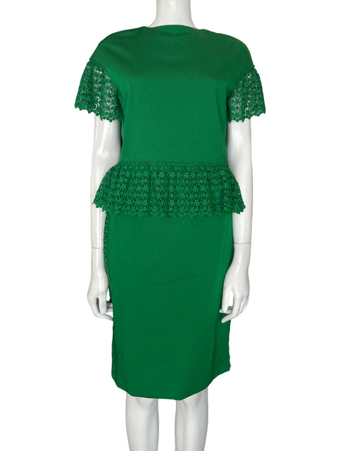 Conjunto Carolina Herrera Encaje Texturizado Verde - Talla 8