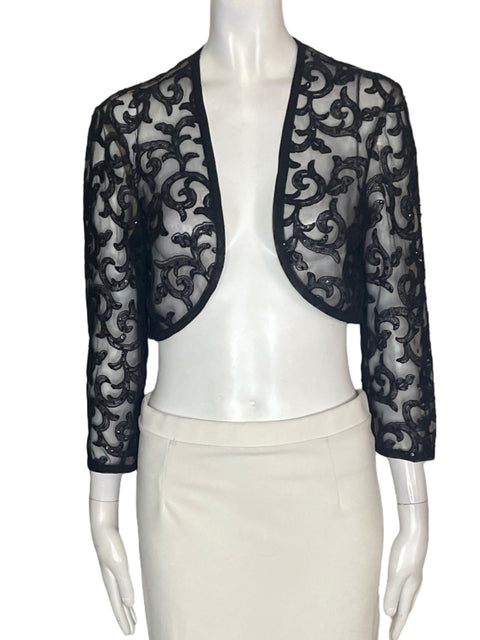 Cardigan Tadashi Shoji Transparente Prederia Negro - Talla 10