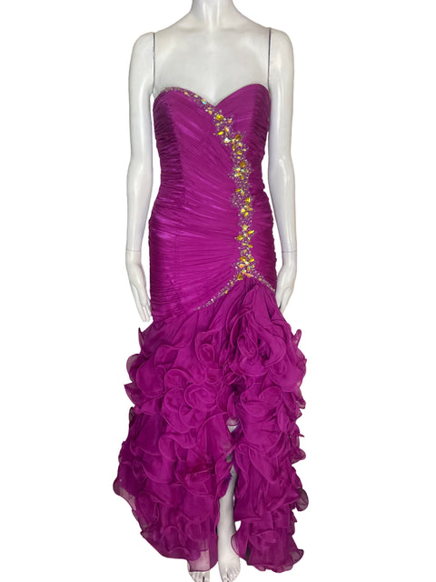 Vestido De Fiesta Tesoro TPS Pedreria Apliques Morado - Talla S
