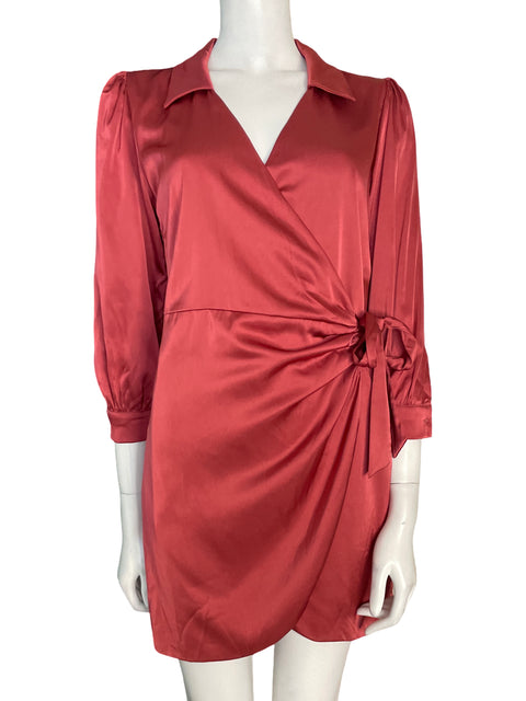 Vestido Greylin Satinado Manga larga Rojo - Talla S