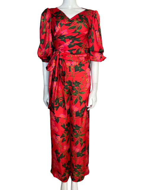 Conjunto Katleen Levy Estampado Satinado Rojo - Talla S
