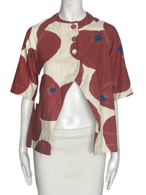Blusa Sixxta de Algodón Botones Manga corta Marrón - Talla S