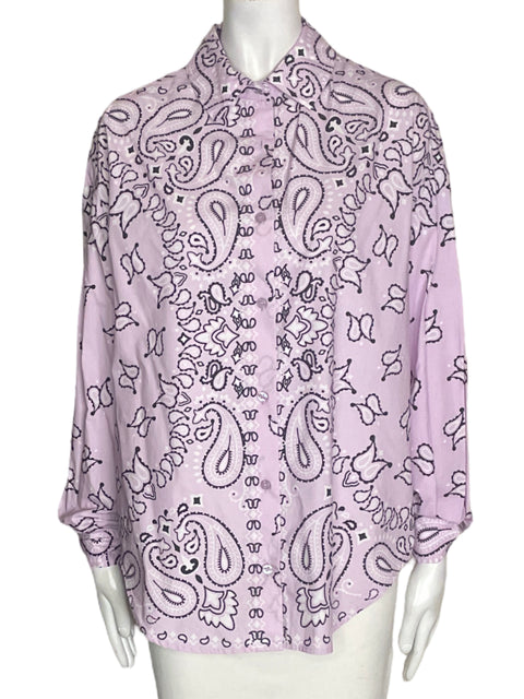 Camisa Essentiel antwerp de Algodón Estampado Botones Morado - Talla XS
