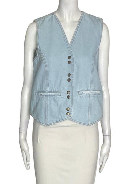 Chaleco Lae denim de Algodón Sin mangas Cuello v Azul - Talla U