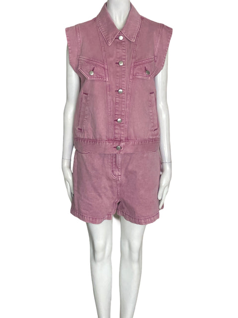Conjunto Suncoo de Algodón Short/chaleco Botones Rosado - Talla 0