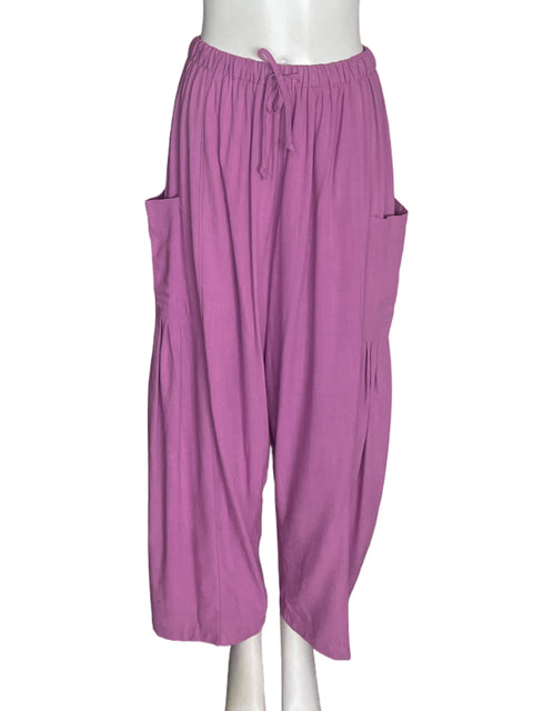 Pantalón Tarse de Lino Recto Bolsillo Rosado - Talla S