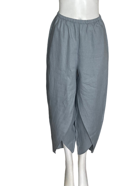 Pantalón Oysho de Lino Bombacho Capri Gris - Talla XS
