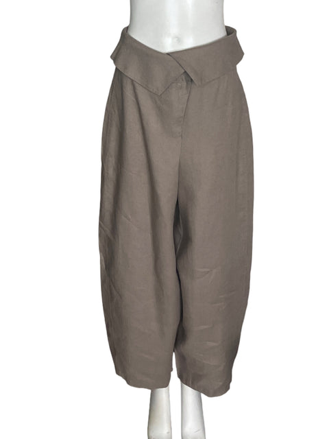 Pantalón Oysho de Lino Balloon Liso Gris - Talla XS