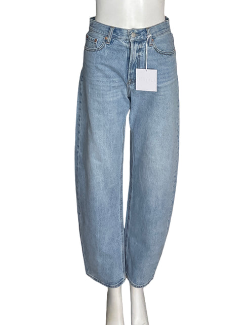 Pantalón Pistola de Algodón Recto Wide-leg Azul - Talla 24