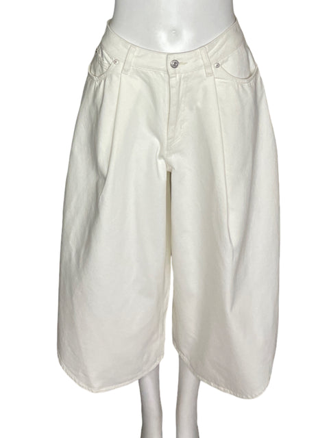 Pantalón Sea de Algodón Capri Plisado Blanco - Talla 2