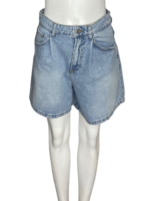 Short Zara de Algodón Bolsillo Zipper Azul - Talla 34