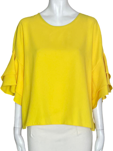 Blusa Zara Liso Ruchas Amarillo - Talla L