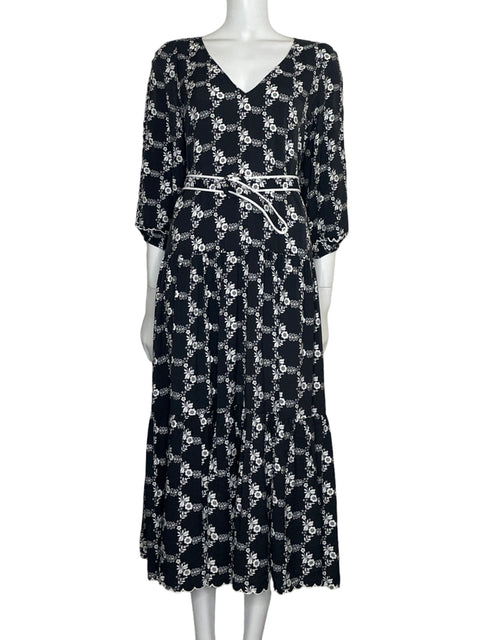 Vestido Ann Taylor Maxi Floral Negro - Talla 2