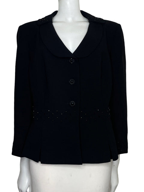 Blazer Tahari Apliques Negro - Talla 16