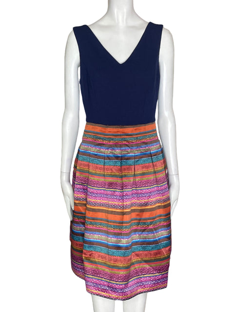 Vestido Cece Estampado Plisado Azul - Talla 4
