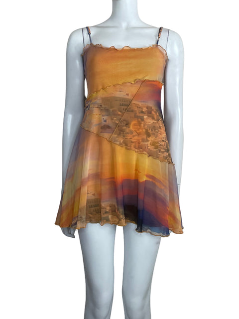 Vestido Urban Outfitters Mini Mesh Amarillo - Talla M