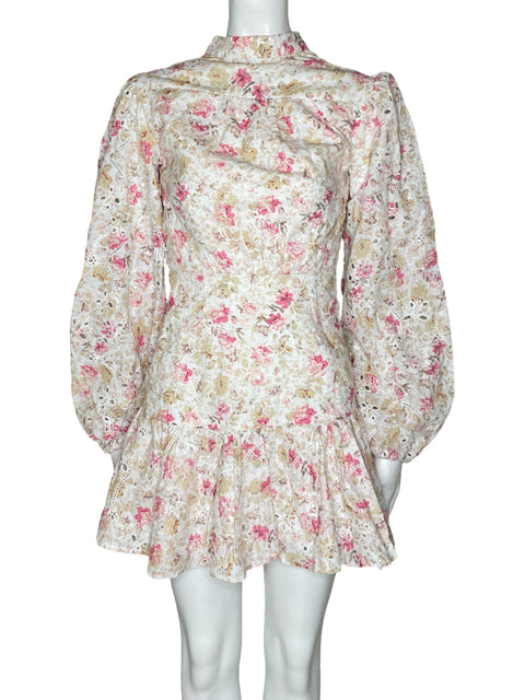 Vestido Bardot Camisero Bordado Blanco - Talla XS