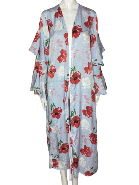 Chaleco Samar Zarzour Estampado Fluido Azul - Talla M