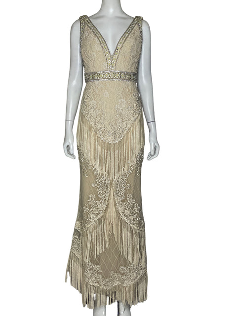 Vestido Tesoro Tps Maxi Brillo Beige - Talla S