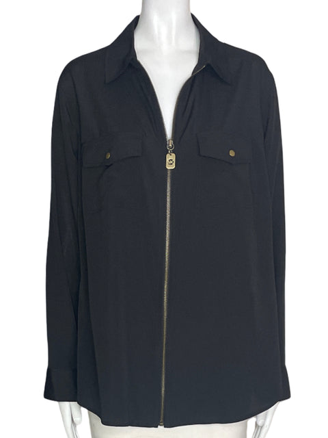 Blusa Michael Kors Bolsillo Zipper Negro - Talla XXL