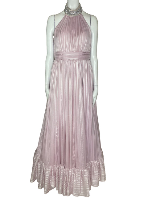 Vestido De Fiesta Mac Duggal Strapless Rayas Maxi Rosado - Talla 6