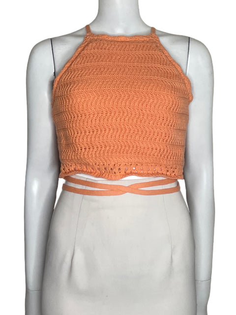 Top Hollister Crochet Crop Naranja - Talla M