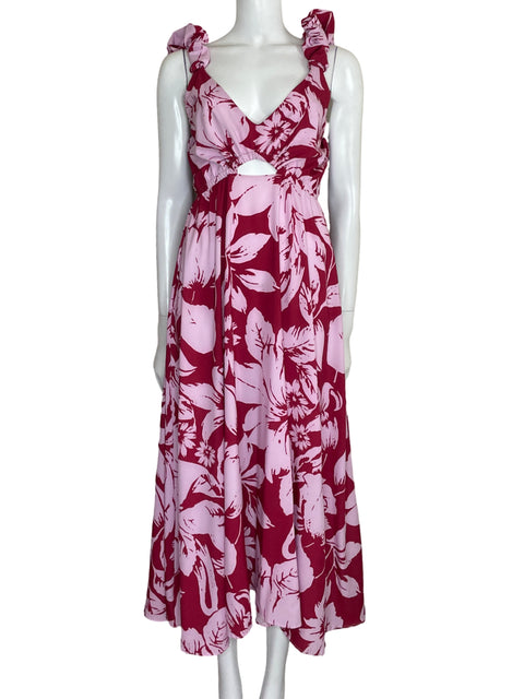 Vestido Merc Maxi Floral Rosado - Talla M