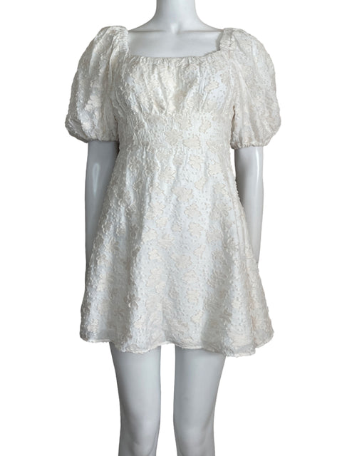 Vestido Zara Mini Texturizado Blanco - Talla S