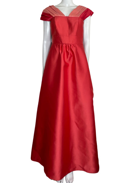 Vestido Lela Rose Maxi Lazo Bolsillos Naranja - Talla 8