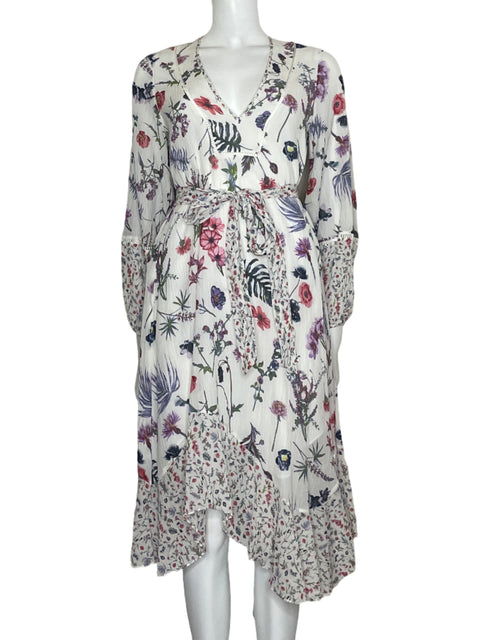 Vestido Bcbg Floral Escote v Blanco - Talla 2