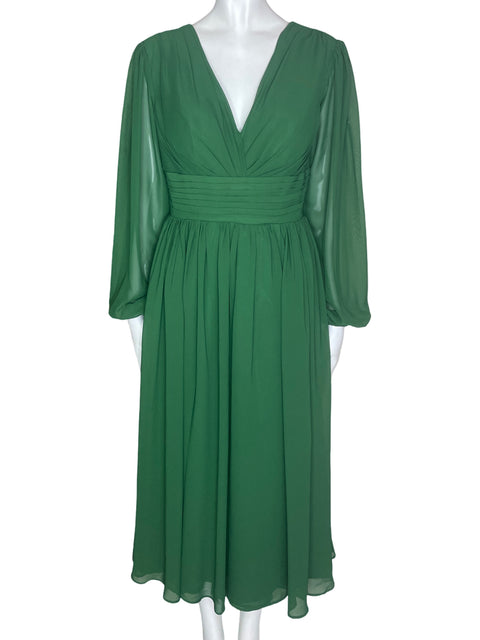 Vestido Vnaix Midi Plisado Fluido Verde - Talla 8