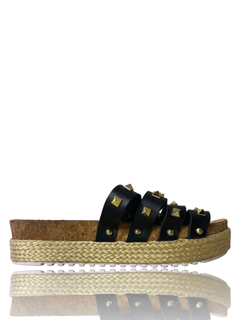 Zapato Mercedes Campuzano Plataforma Tachas Negro - Talla 38