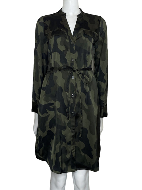Vestido White House Black Market Camisero Camuflaje Verde - Talla S