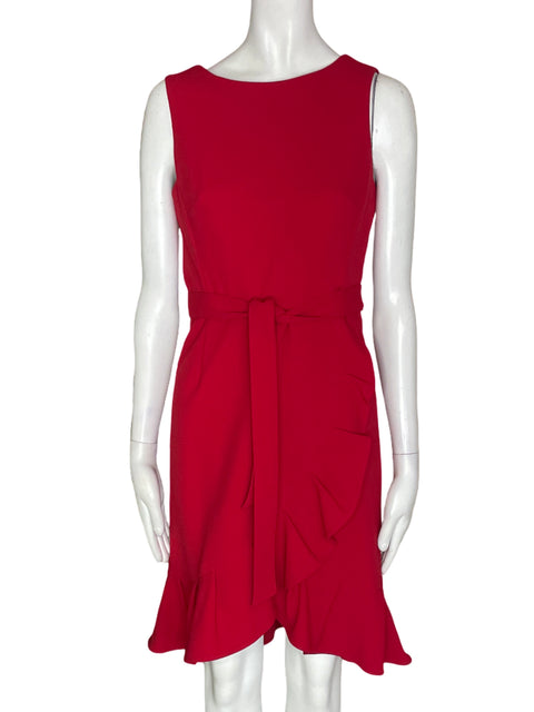 Vestido Calvin Klein Midi Ruchas Rojo - Talla 4