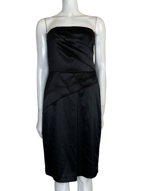 Vestido White House Black Market Strapless Drapeado Negro - Talla 10