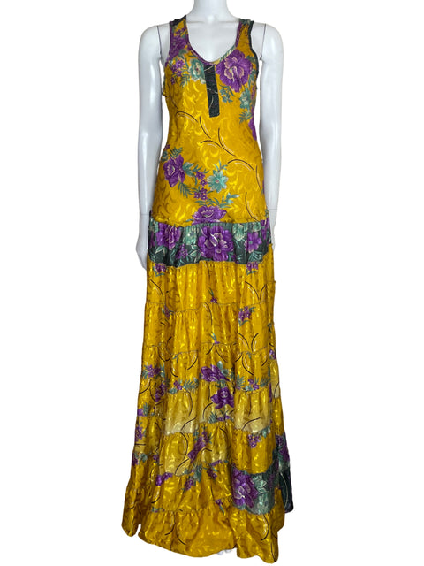 Vestido Playa Azul Satinado Maxi Amarillo - Talla U
